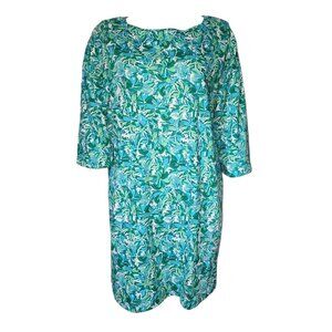 Roamans Dress Womens Size L Large Green Blue Floral Pullover Tshirt New NWT